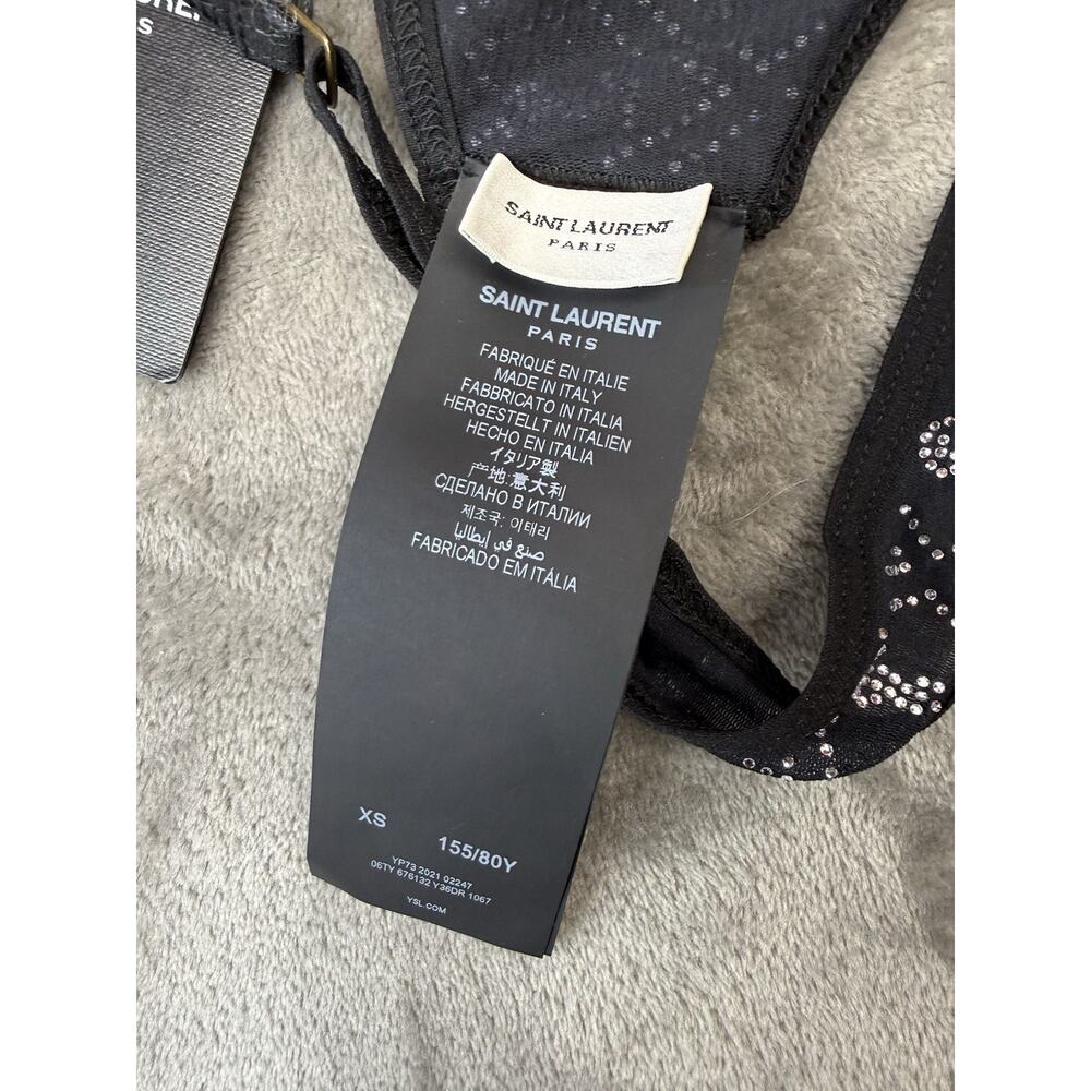 NWT Saint Laurent Cassandre Rhinestone Bralette Black XS NWT Crystal Logo - Picture 13 of 15